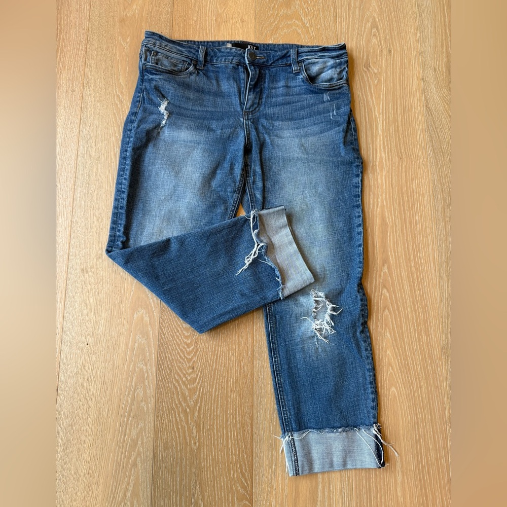 Kut from the Kloth Frayed Hem Cropped Jeans - Blue